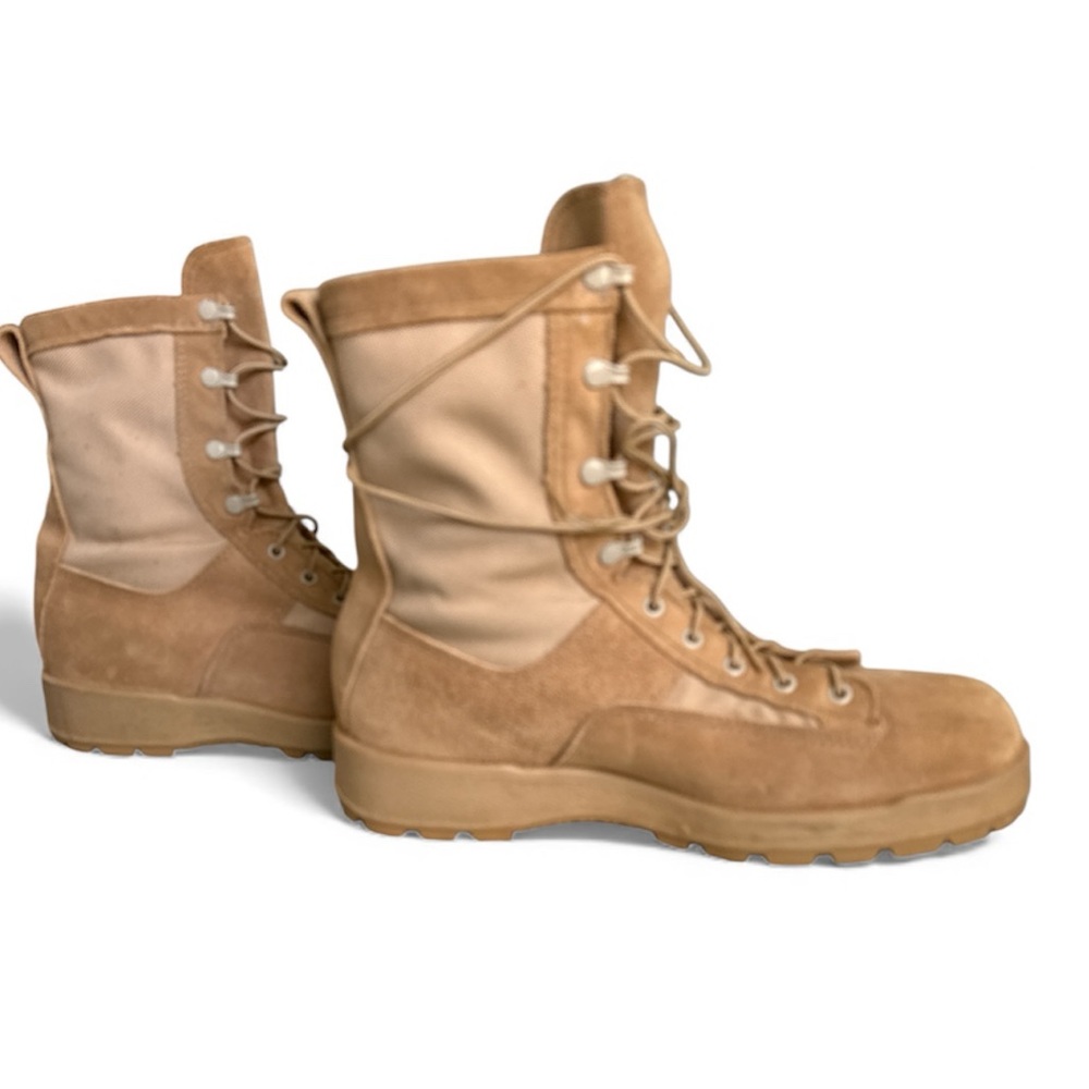 US Military Issue Tan Suede & Textile Lace Up Rugged Flight & Combat Boots Sz 12